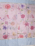 Kota fancy floral printed saree with contrast border and attached printed blouse