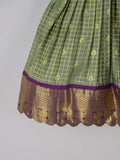 Handcrafted pen kalamkari raw silk kids lehenga 0-1 year