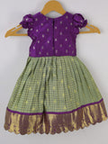 Handcrafted pen kalamkari raw silk kids lehenga 0-1 year