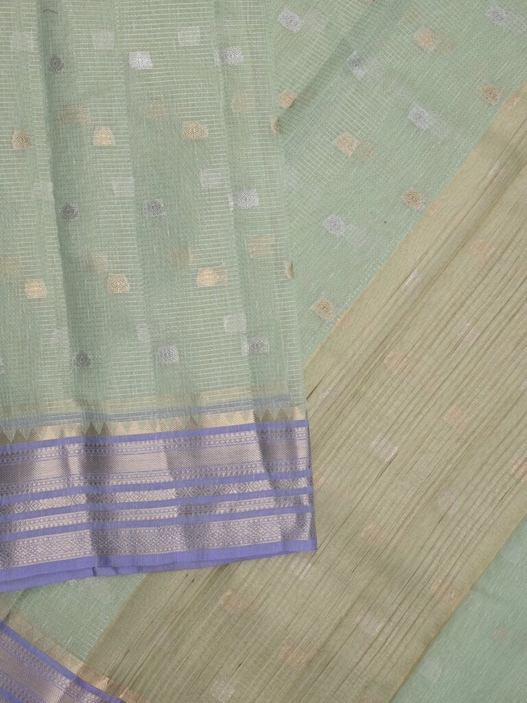 Chanderi fancy saree allover motifs with zari border with attached matching blouse