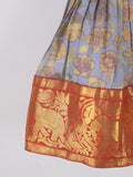 Handcrafted pen kalamkari raw silk kids lehenga 0-1 year