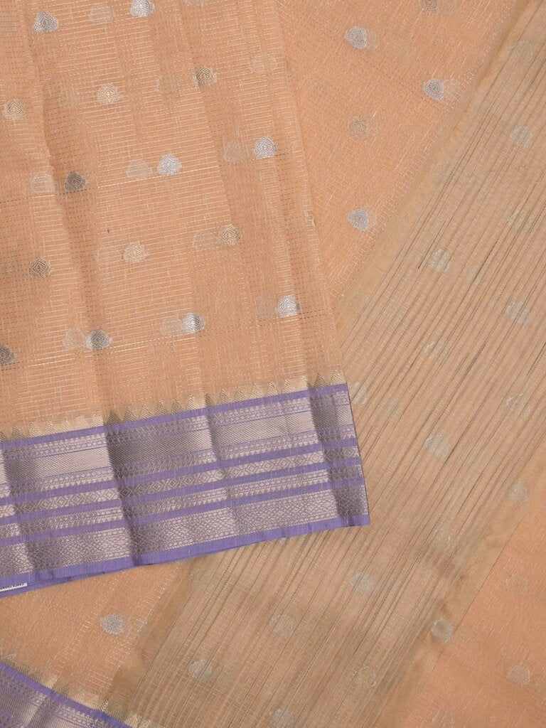 Chanderi fancy saree allover motifs with zari border with attached matching blouse