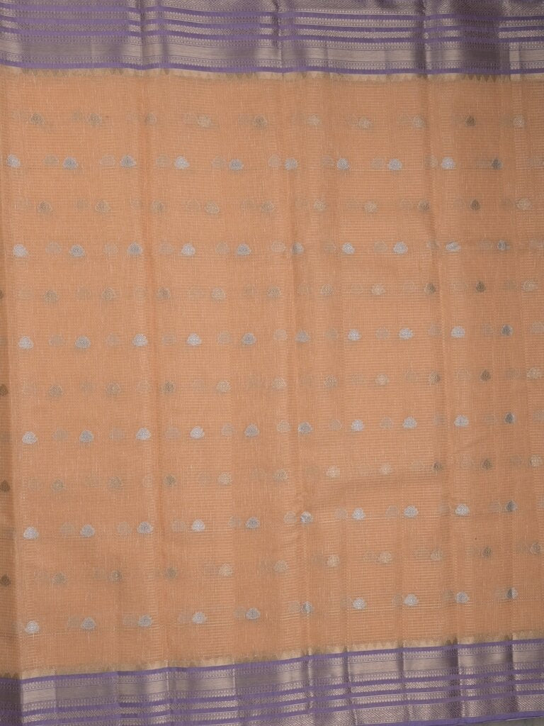 Chanderi fancy saree allover motifs with zari border with attached matching blouse