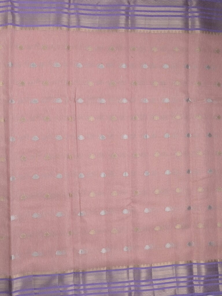 Chanderi fancy saree allover motifs with zari border with attached matching blouse