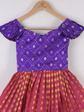 Handcrafted pen kalamkari raw silk kids lehenga 4-5 years