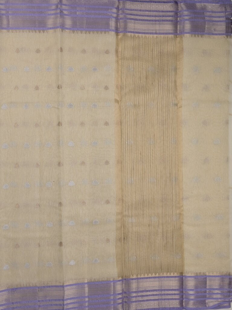 Chanderi fancy saree allover motifs with zari border with attached matching blouse