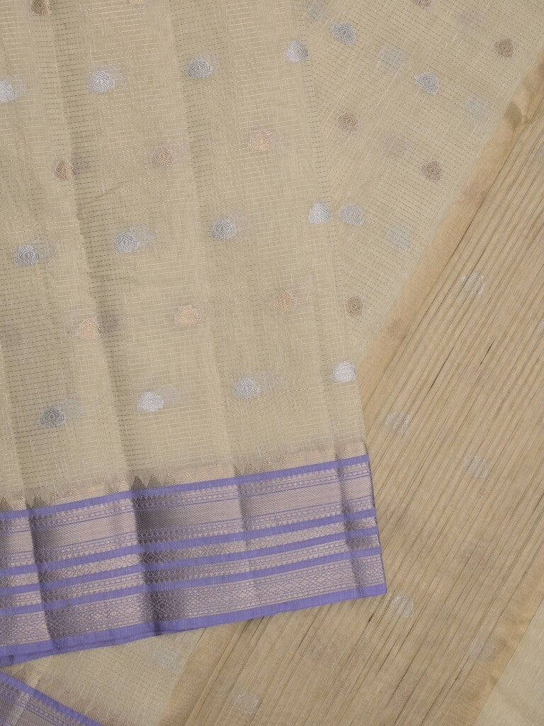 Chanderi fancy saree allover motifs with zari border with attached matching blouse