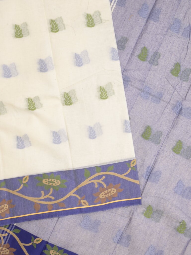 Dhaka cotton saree for women | white | contrast border | without blouse