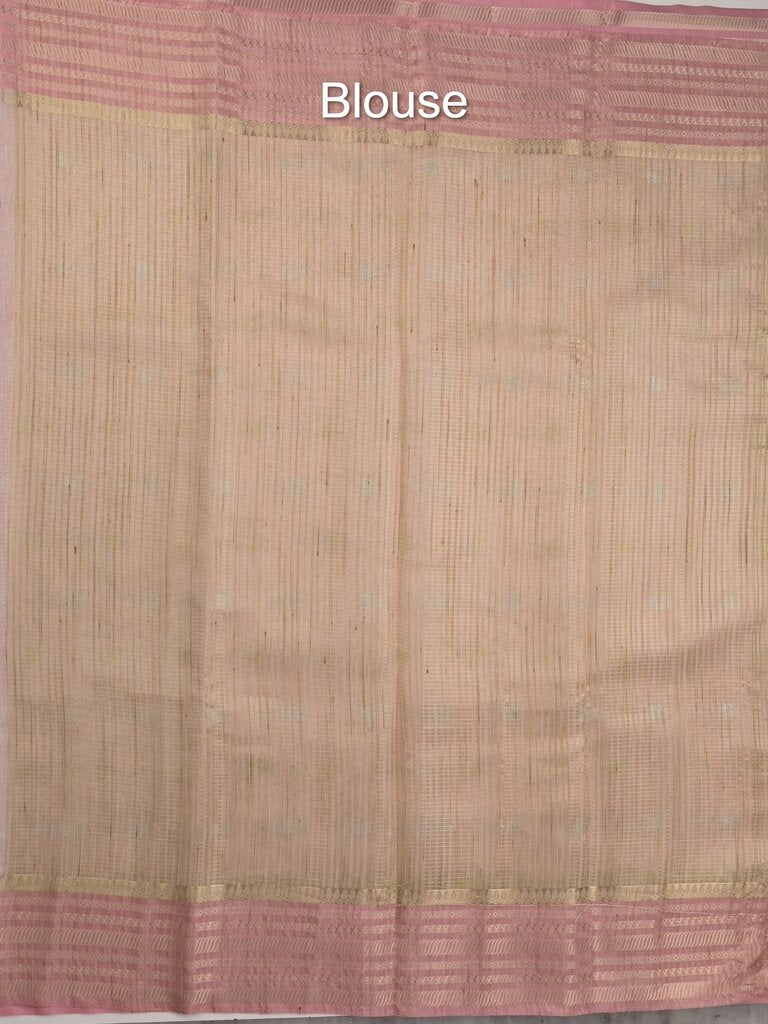 Chanderi fancy saree allover motifs with zari border with attached matching blouse