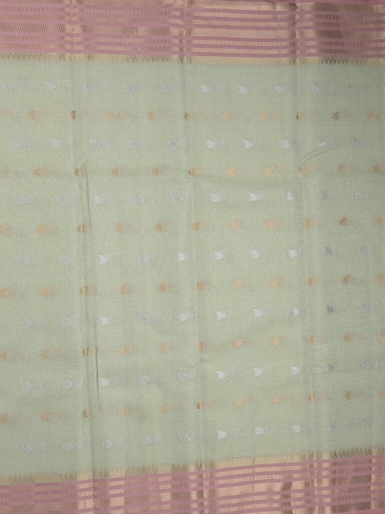 Chanderi fancy saree allover motifs with zari border with attached matching blouse