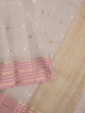 Chanderi fancy saree allover motifs with zari border with attached matching blouse