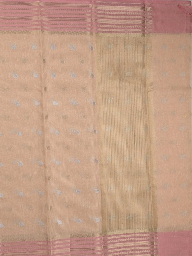 Chanderi fancy saree allover motifs with zari border with attached matching blouse