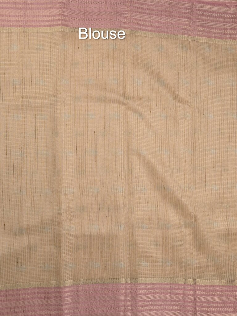Chanderi fancy saree allover motifs with zari border with attached matching blouse