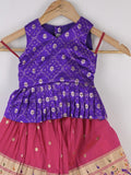 Handcrafted pen kalamkari raw silk kids lehenga 1-2 years