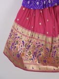 Handcrafted pen kalamkari raw silk kids lehenga 1-2 years
