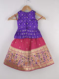 Handcrafted pen kalamkari raw silk kids lehenga 1-2 years