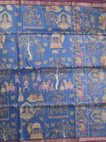 Tussar printed fancy saree with small zari border with printed pallu and plain blouse