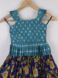 Handcrafted pen kalamkari raw silk kids lehenga 3-4 years