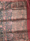 Tussar printed fancy saree with small zari border with printed pallu and plain blouse