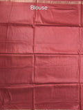 Tussar printed fancy saree with small zari border with printed pallu and plain blouse