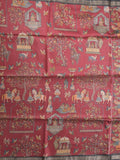 Tussar printed fancy saree with small zari border with printed pallu and plain blouse