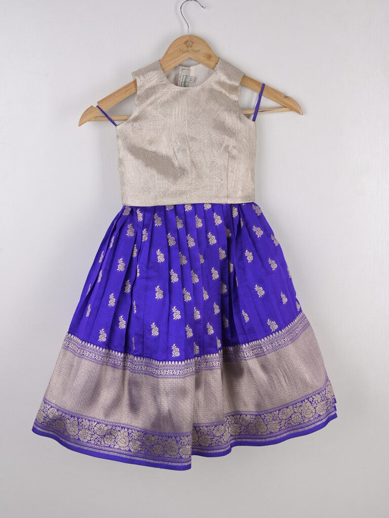 Handcrafted pen kalamkari raw silk kids lehenga 2-3 years