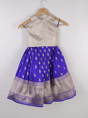 Handcrafted pen kalamkari raw silk kids lehenga 2-3 years