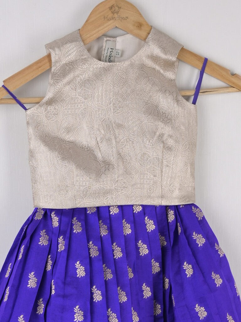 Handcrafted pen kalamkari raw silk kids lehenga 2-3 years