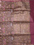 Tussar printed fancy saree with small zari border with printed pallu and plain blouse