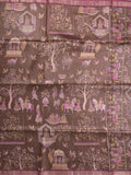 Tussar printed fancy saree with small zari border with printed pallu and plain blouse
