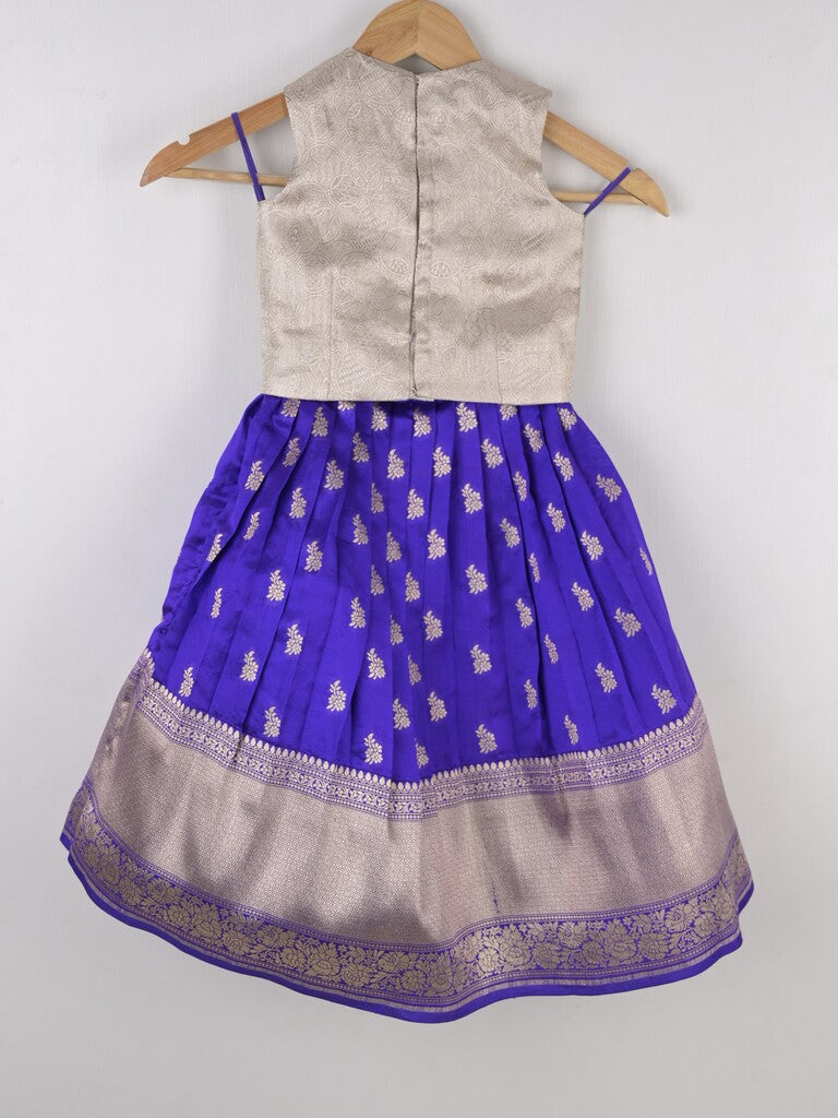 Handcrafted pen kalamkari raw silk kids lehenga 2-3 years