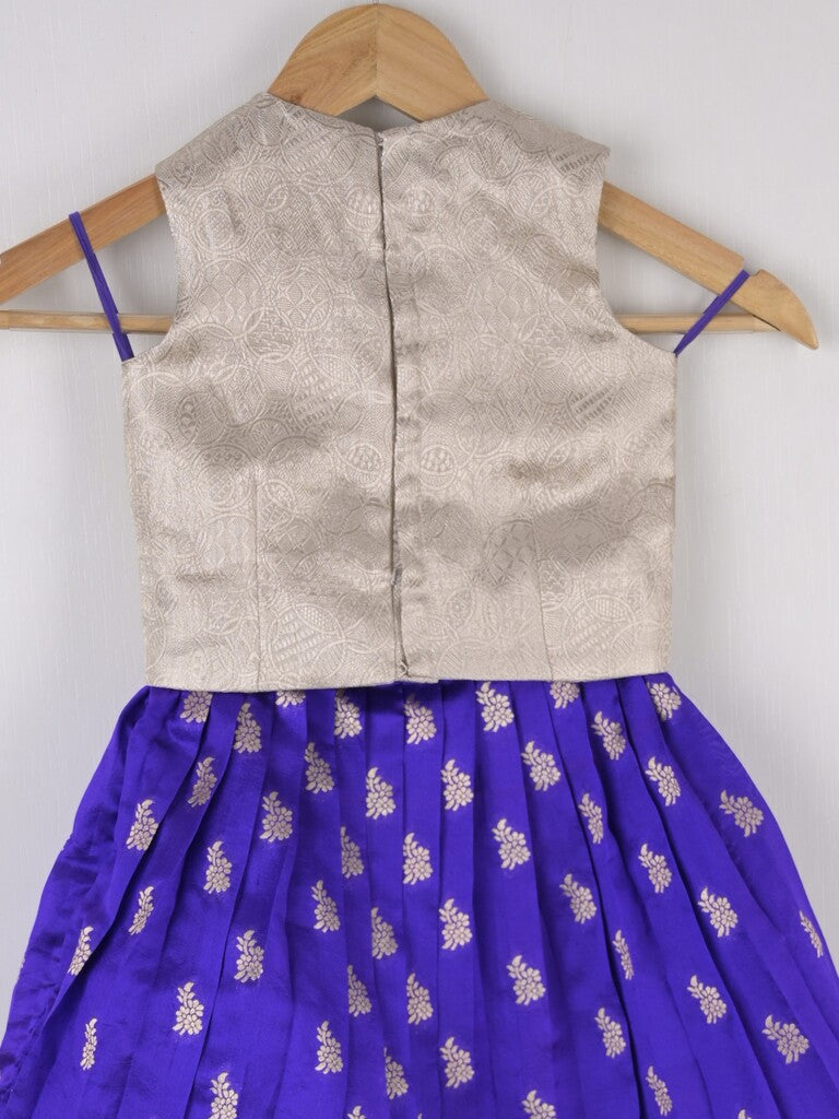 Handcrafted pen kalamkari raw silk kids lehenga 2-3 years
