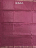 Tussar printed fancy saree with small zari border with printed pallu and plain blouse