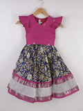 Handcrafted pen kalamkari raw silk kids lehenga 2-3 years