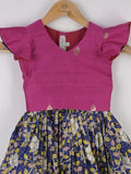 Handcrafted pen kalamkari raw silk kids lehenga 2-3 years