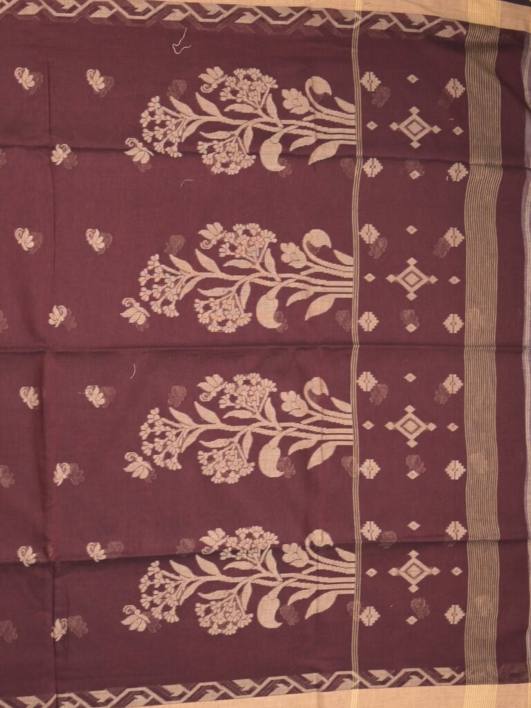 Khadi cotton saree allover motifs with self pallu and running blouse