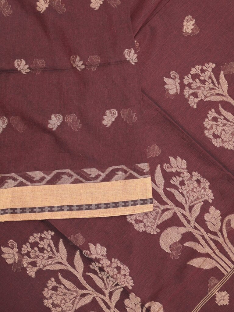 Khadi cotton saree allover motifs with self pallu and running blouse