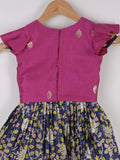 Handcrafted pen kalamkari raw silk kids lehenga 2-3 years