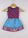 Handcrafted pen kalamkari raw silk kids lehenga 0-1 year