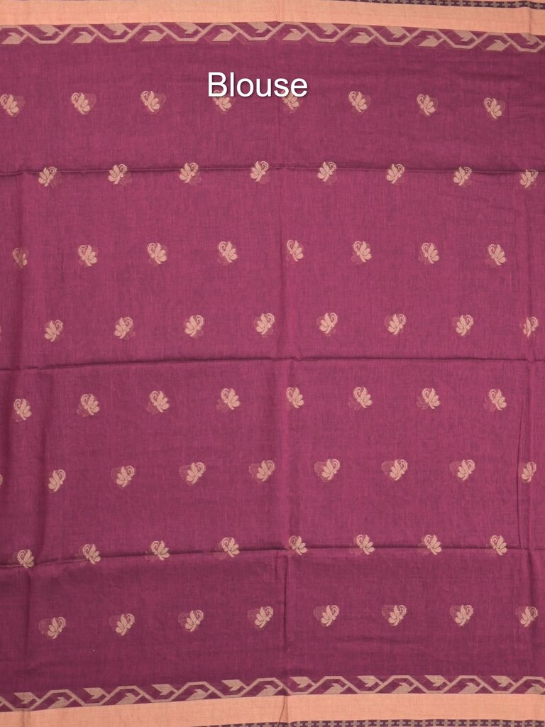 Khadi cotton saree allover motifs with self pallu and running blouse