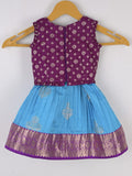 Handcrafted pen kalamkari raw silk kids lehenga 0-1 year
