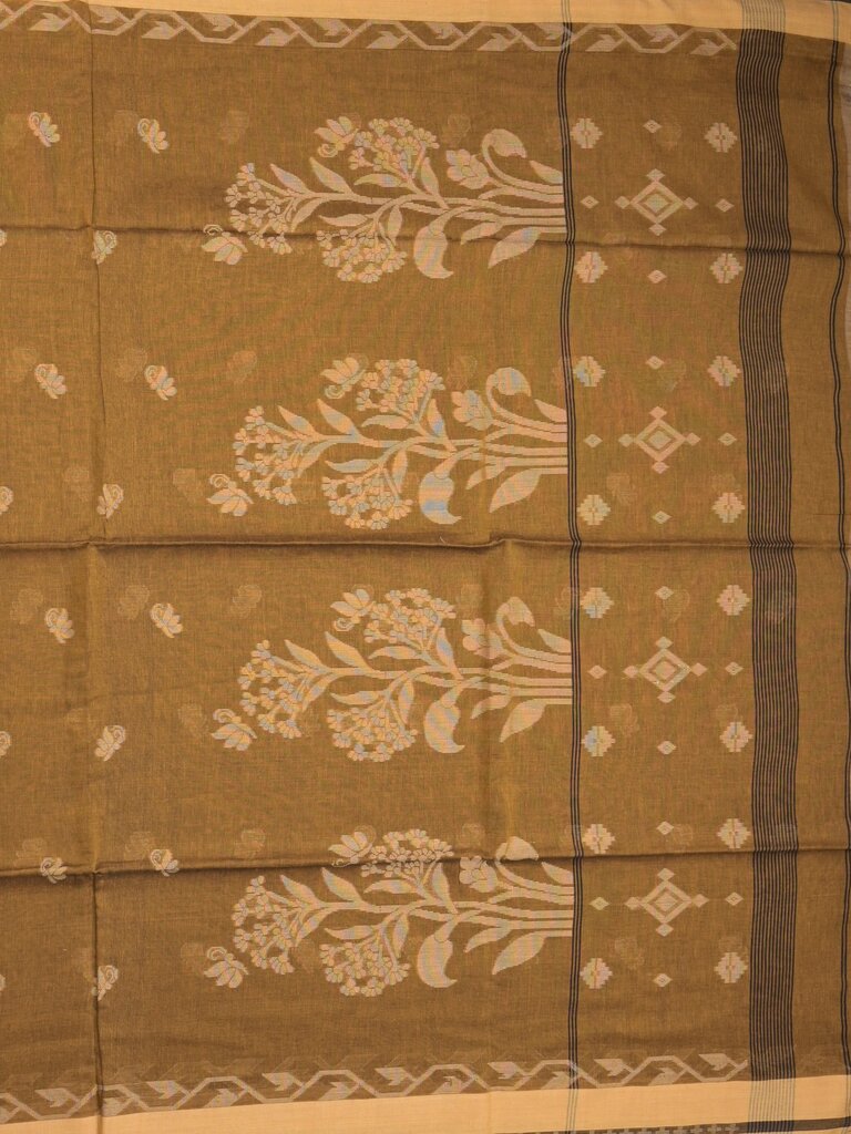 Khadi cotton saree allover motifs with self pallu and running blouse