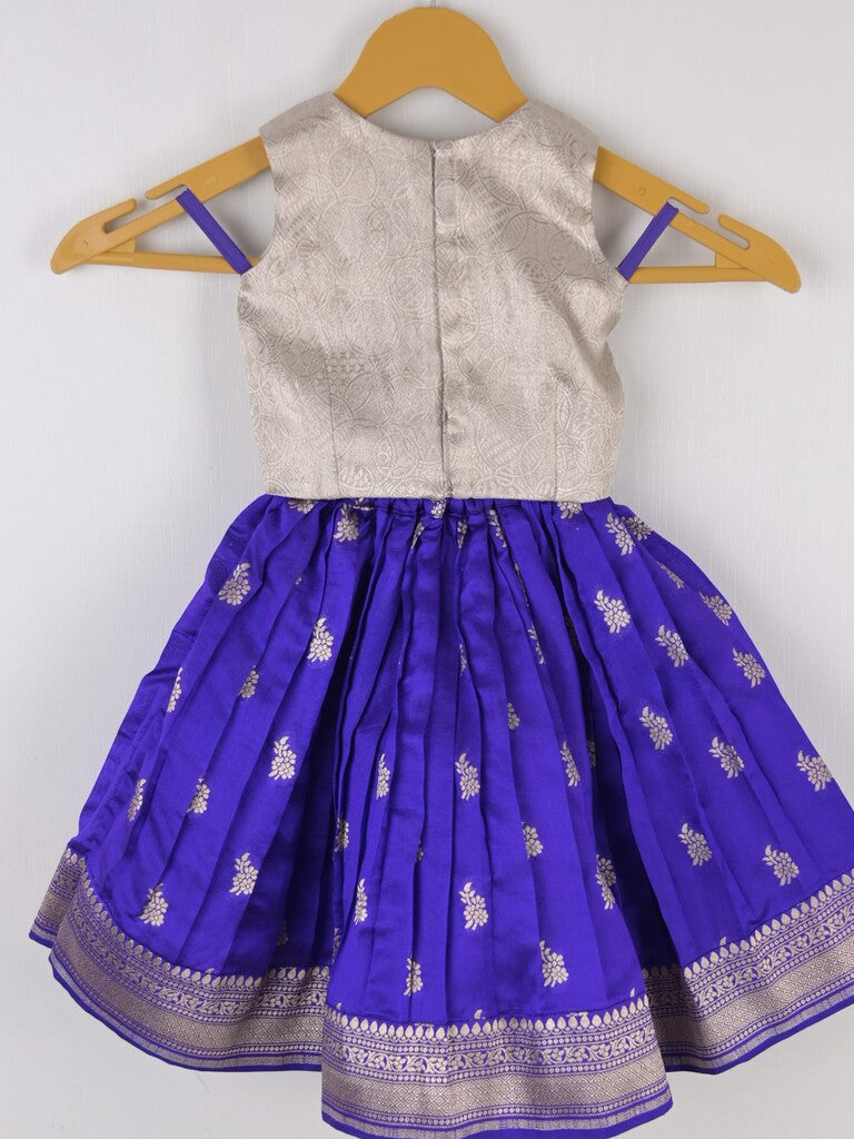 Handcrafted pen kalamkari raw silk kids lehenga 0-1 year