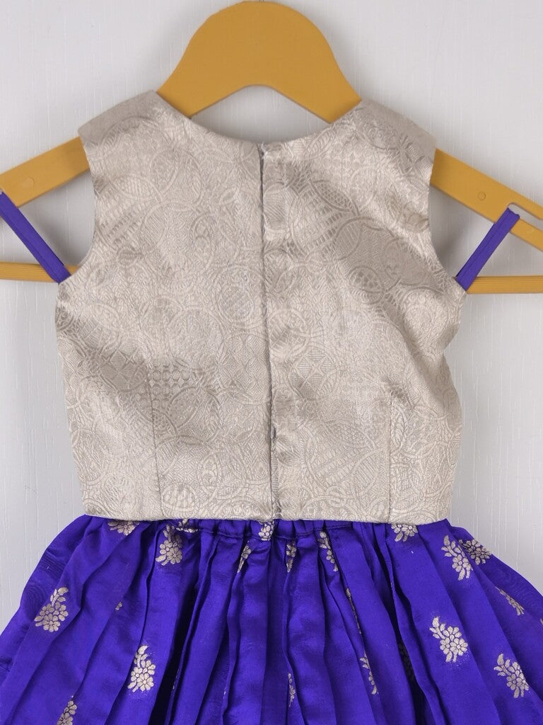 Handcrafted pen kalamkari raw silk kids lehenga 0-1 year
