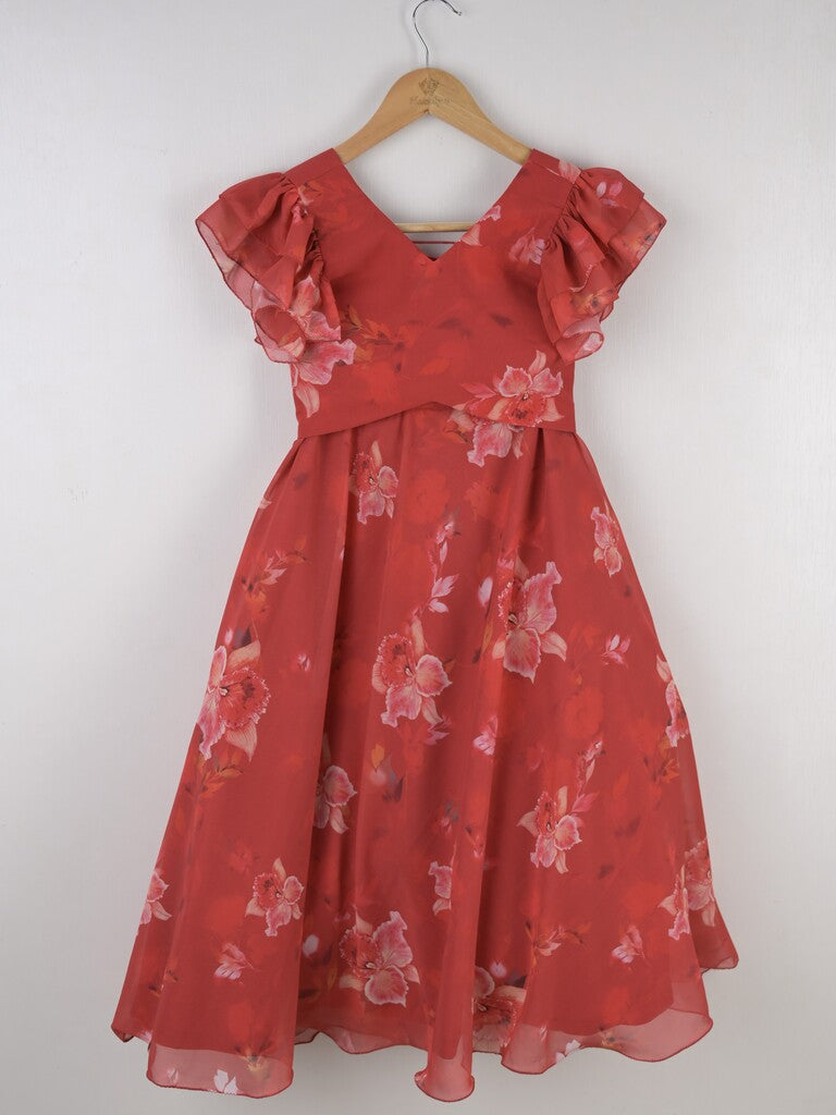 Handcrafted pen kalamkari raw silk kids lehenga 8-9 years