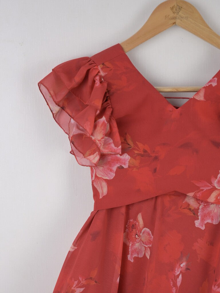 Handcrafted pen kalamkari raw silk kids lehenga 8-9 years