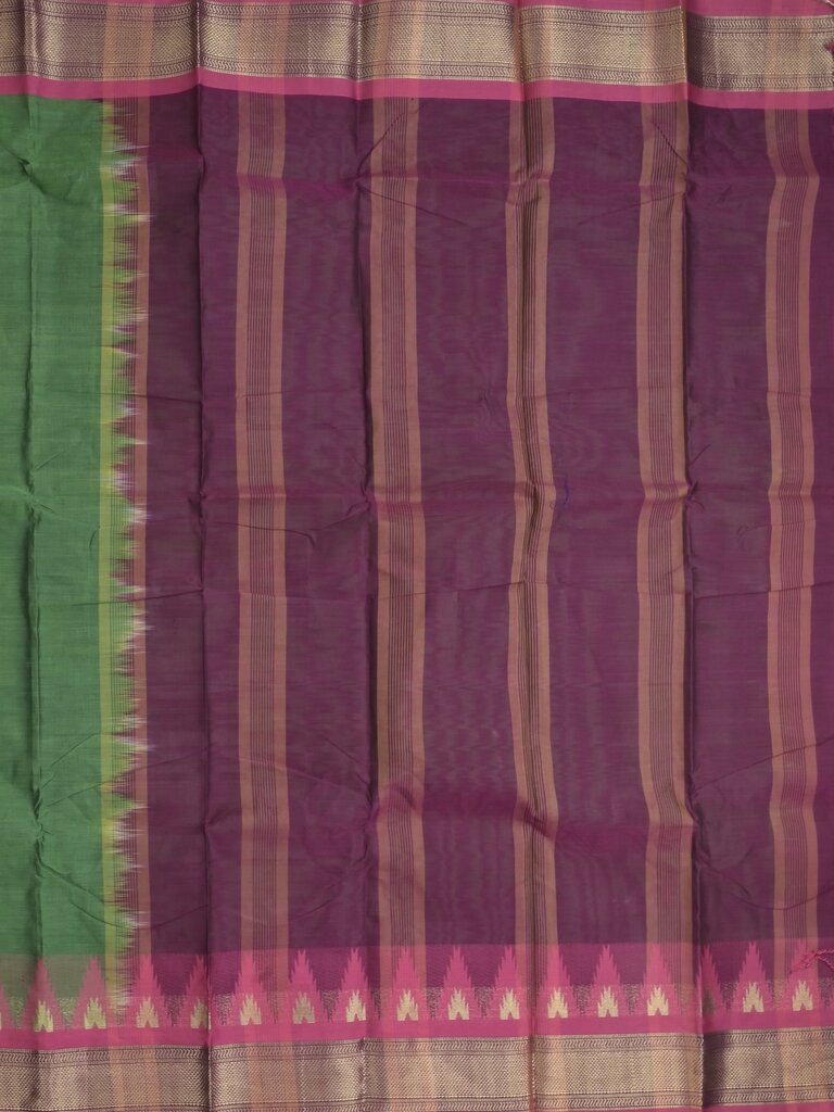 Dhaka cotton saree for women | cherry pink | temple border | contrast blouse