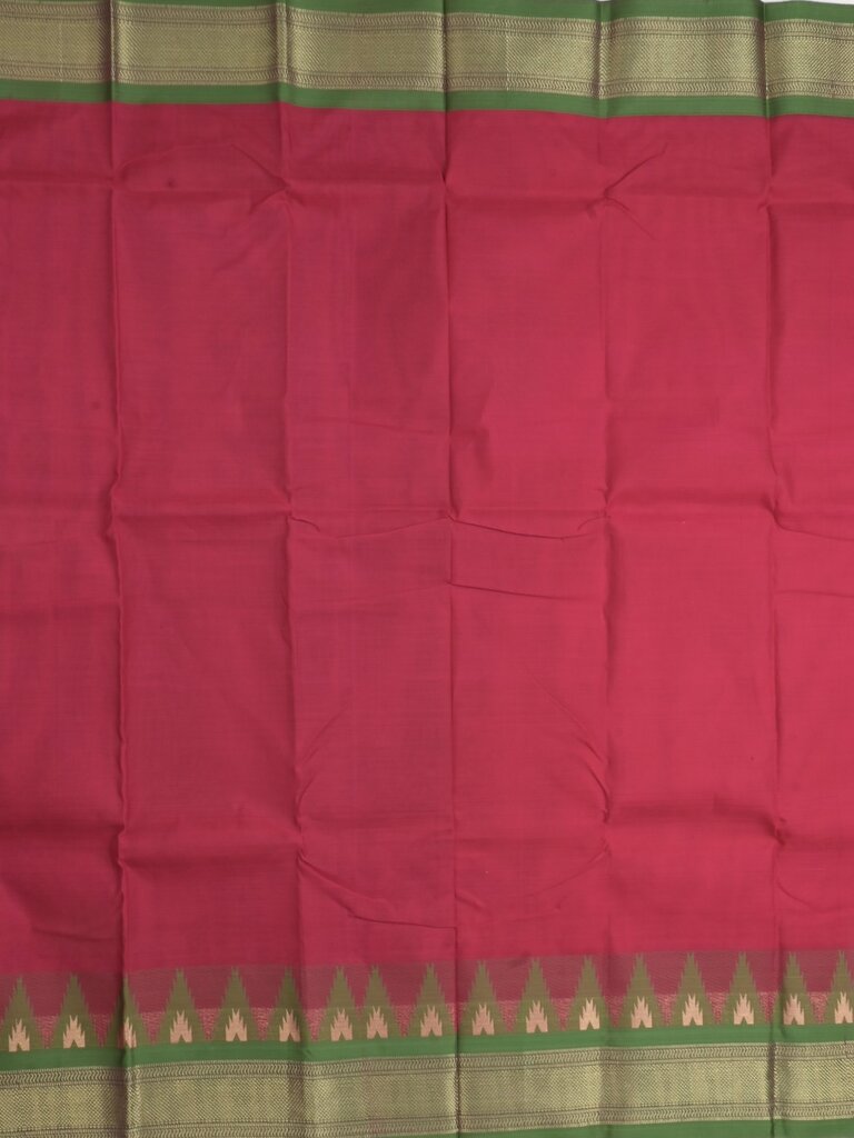 Dhaka cotton saree for women | cherry pink | temple border | contrast blouse