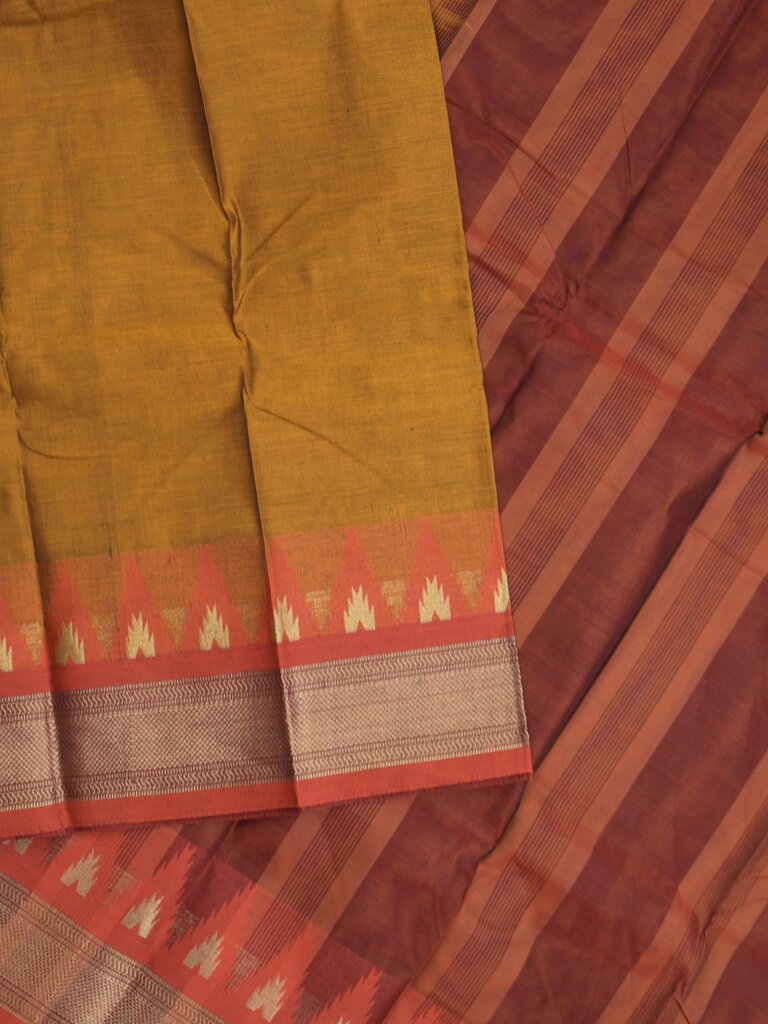 Dhaka cotton saree for women | cherry pink | temple border | contrast blouse