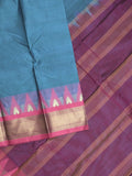 Dhaka cotton saree for women | cherry pink | temple border | contrast blouse